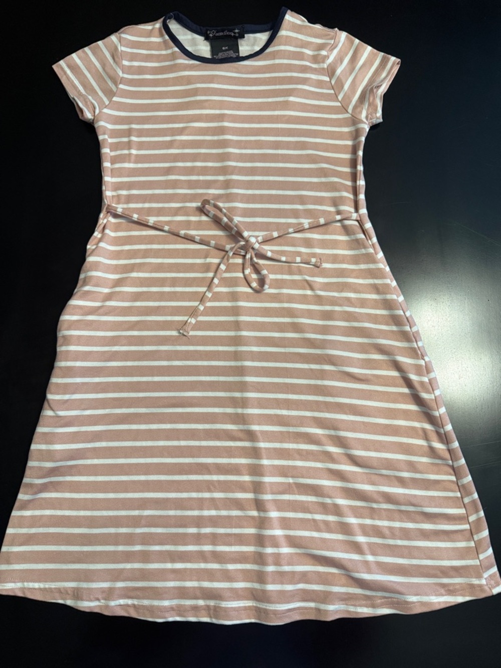 Xtraordinary Pink & White Striped Tie-Waist Casual Dress